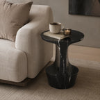 Black Marble Hourglass Side Table