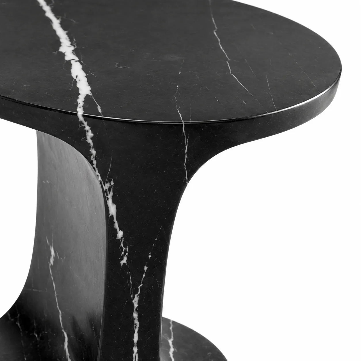 Black Marble Hourglass Side Table