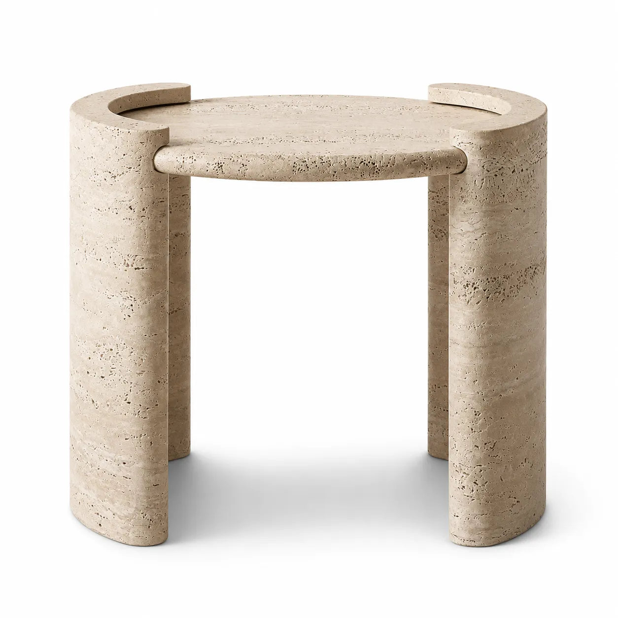 Sculptural Travertine Side Table