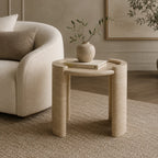 Sculptural Travertine Side Table