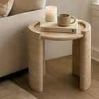 Sculptural Travertine Side Table