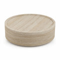 Round Travertine Drum Coffee Table