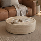 Round Travertine Drum Coffee Table