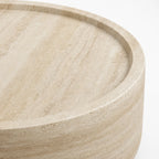 Round Travertine Drum Coffee Table