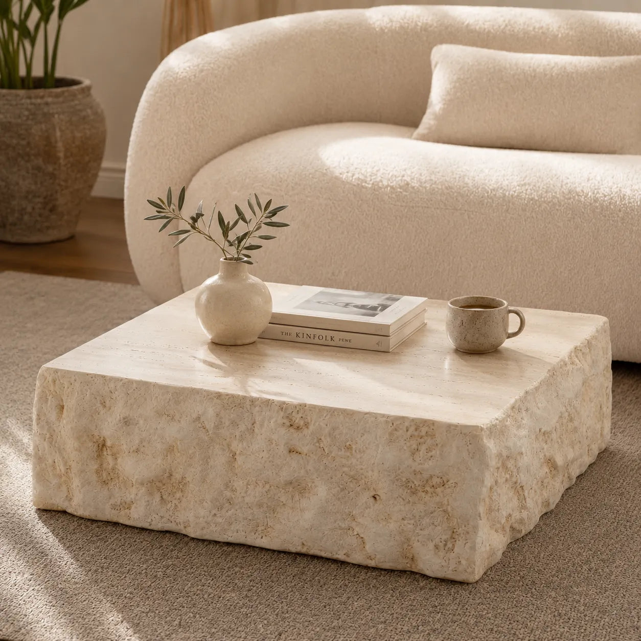 Organic Stone Block Coffee Table