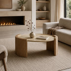 Oval Travertine Coffee Table