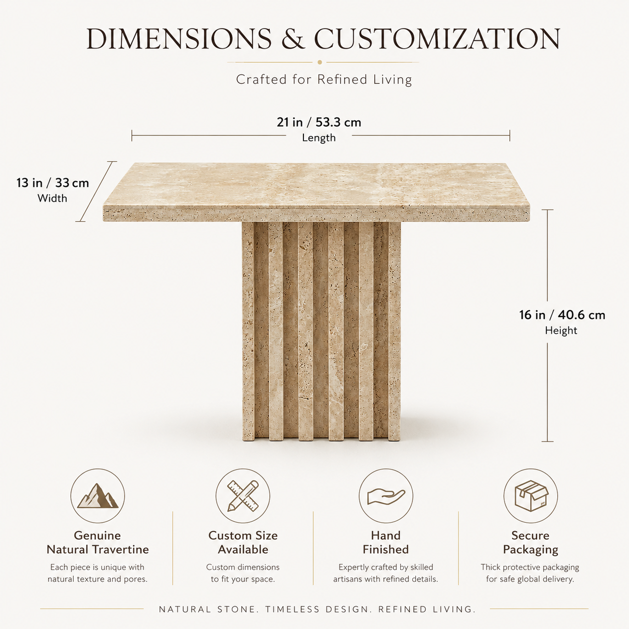 Travertine Fluted Side Table