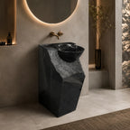 Black Marquina Marble Pedestal Sink