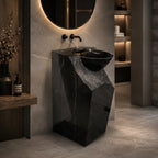 Black Marquina Marble Pedestal Sink