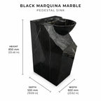 Black Marquina Marble Pedestal Sink