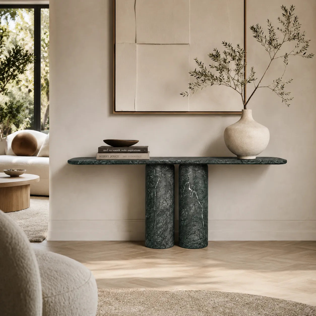 Indian Green Marble Console Table