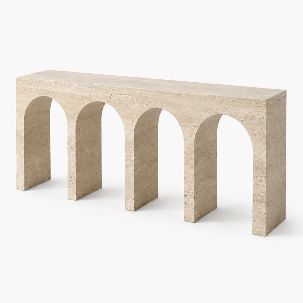 Travertine Arch Console Table