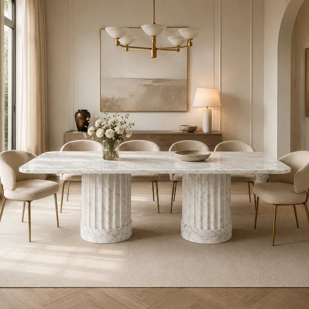 Carrara White Marble Dining Table