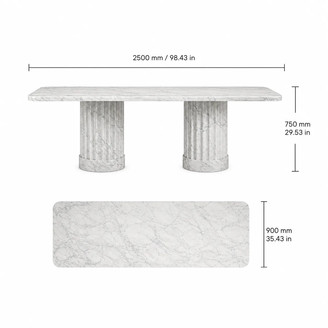 Carrara White Marble Dining Table