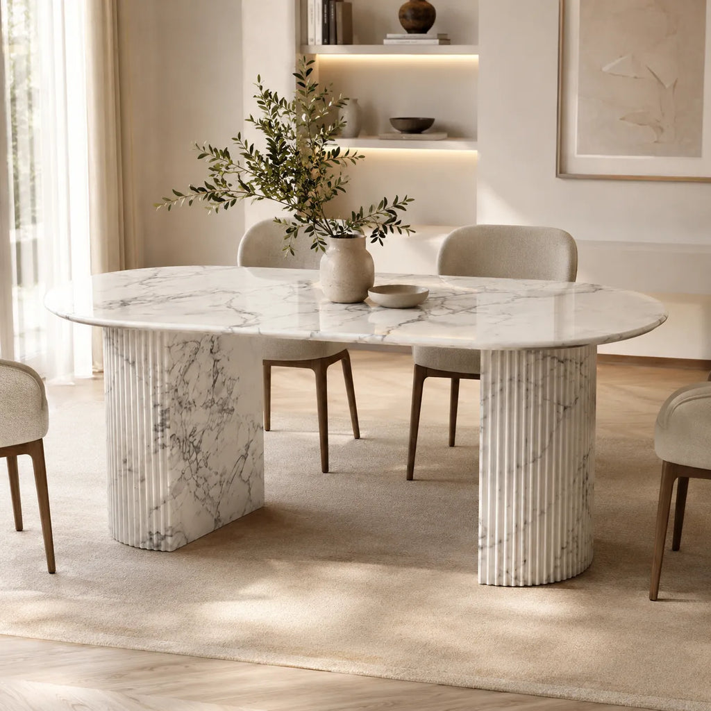 Statuario Marble Oval Dining Table