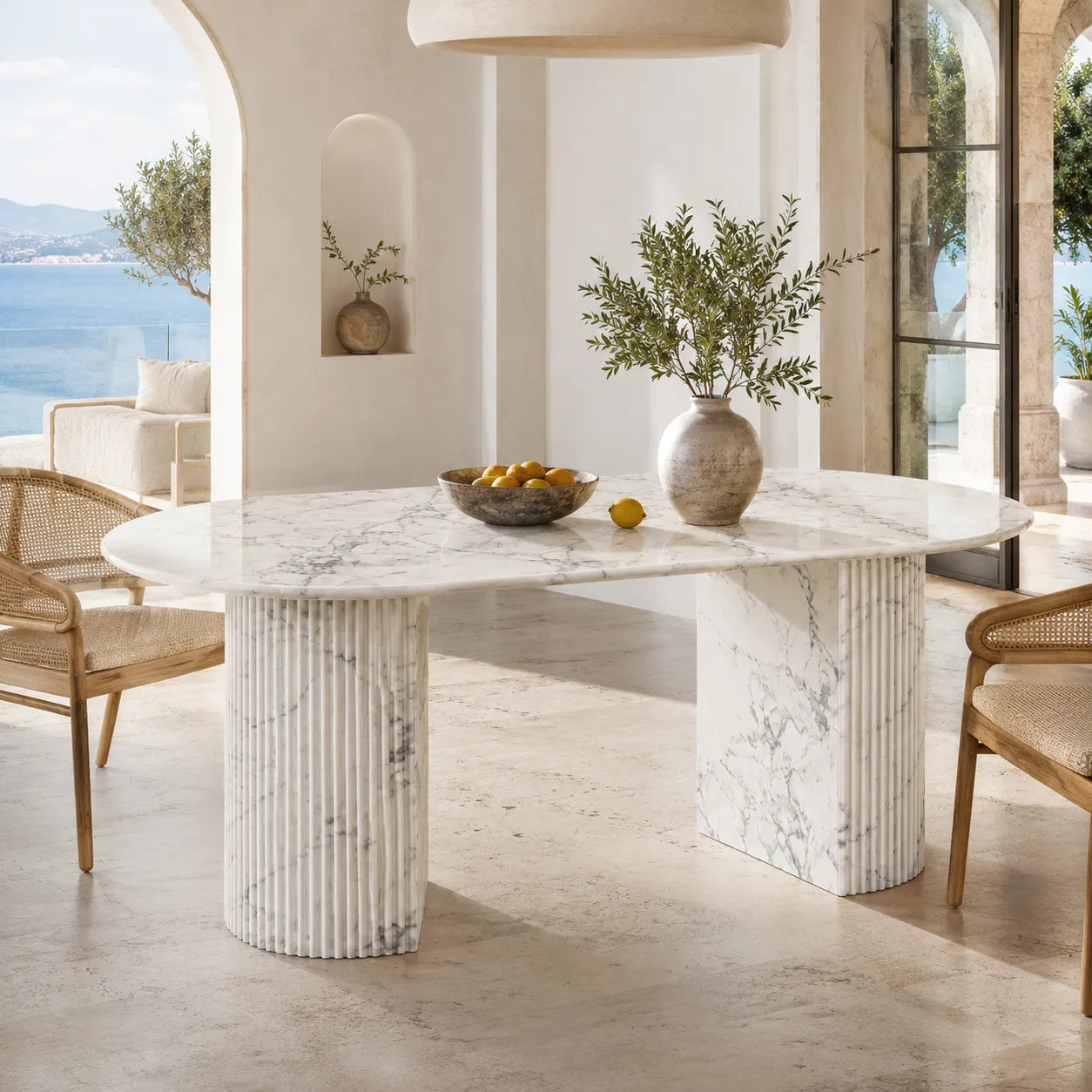 Statuario Marble Oval Dining Table