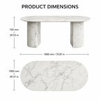 Statuario Marble Oval Dining Table