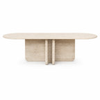 Beige Travertine Oval Dining Table