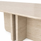 Beige Travertine Oval Dining Table