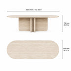 Beige Travertine Oval Dining Table