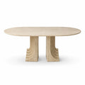 Beige Travertine Oval Dining Table