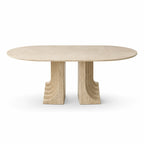 Beige Travertine Oval Dining Table