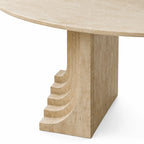 Beige Travertine Oval Dining Table