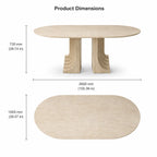 Beige Travertine Oval Dining Table