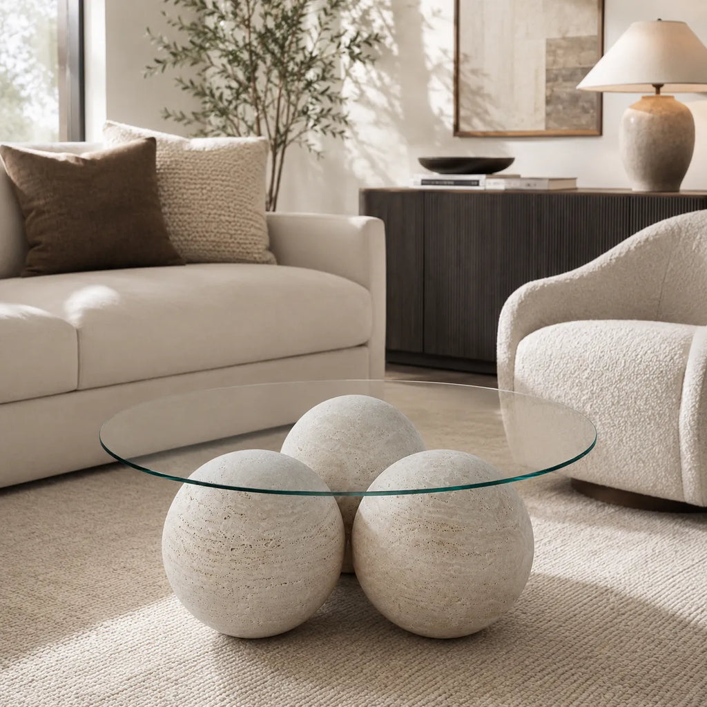 Travertine Sphere Coffee Table