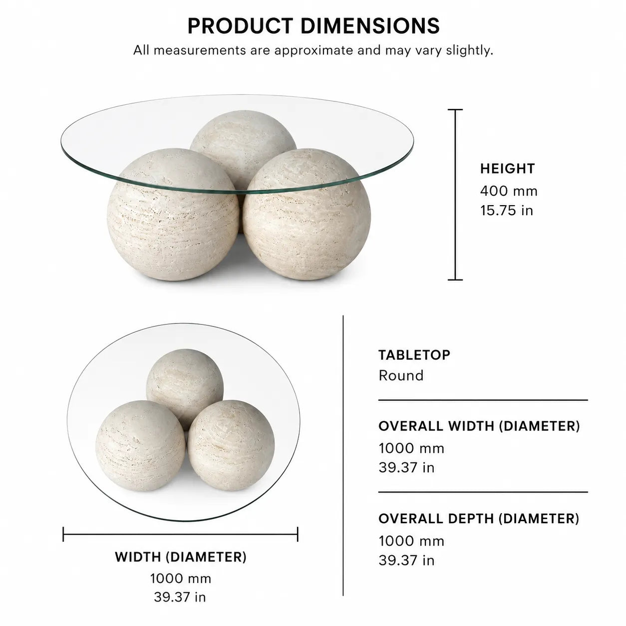 Travertine Sphere Coffee Table