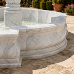 Hand-Carved White Marble Tiered Garden Fountain