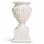 Hand-Carved White Marble Garden Urn Planter