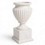 Hand-Carved White Marble Garden Urn Planter