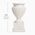 Hand-Carved White Marble Garden Urn Planter