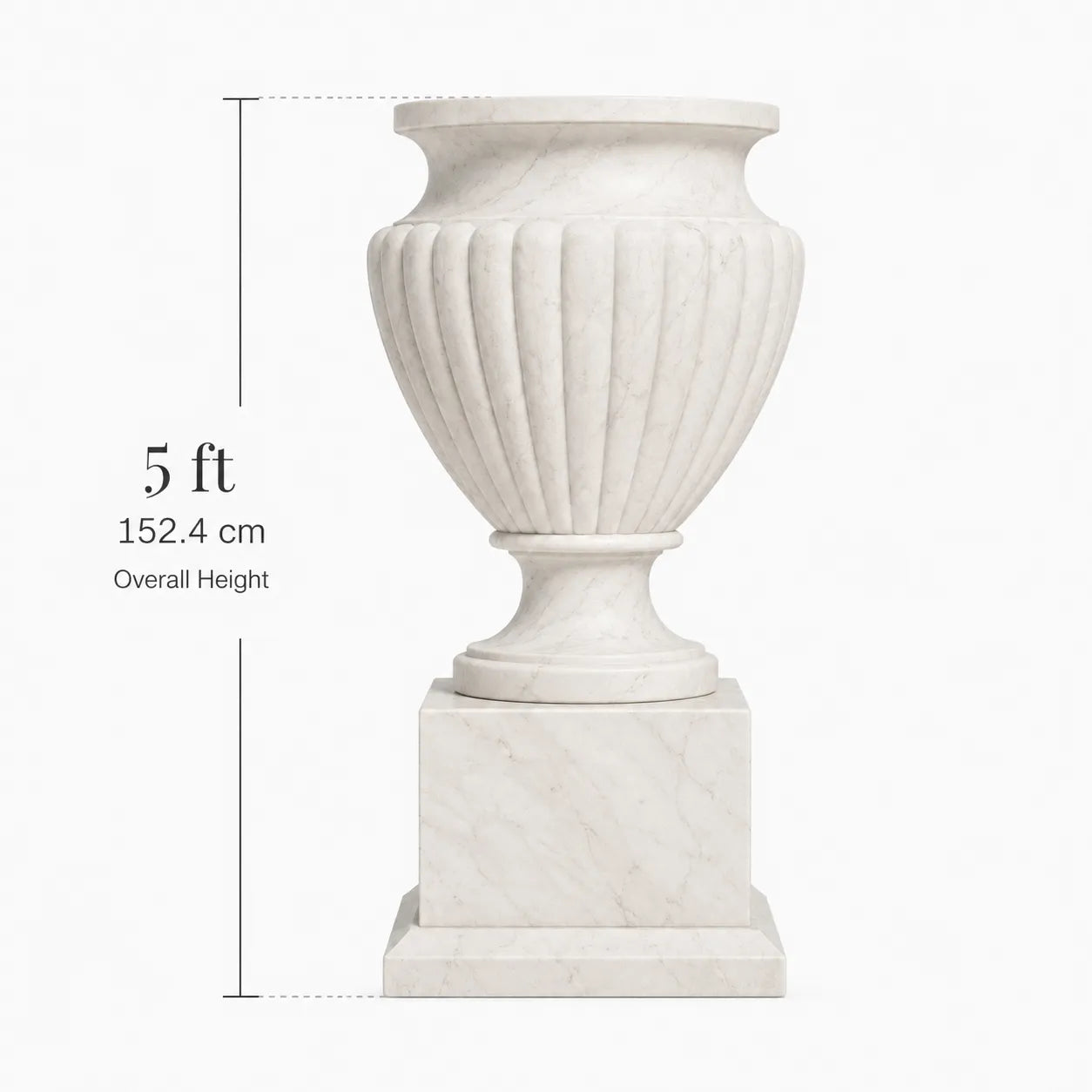 Hand-Carved White Marble Garden Urn Planter