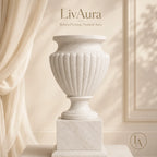 Hand-Carved White Marble Garden Urn Planter