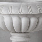 Hand-Carved White Marble Garden Urn with Pedestal