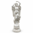Hand-Carved White Marble Angel Garden Sculpture