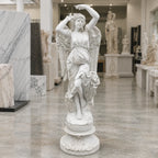 Hand-Carved White Marble Angel Garden Sculpture