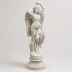 Hand-Carved White Marble Angel Garden Sculpture