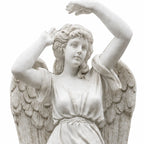 Hand-Carved White Marble Angel Garden Sculpture