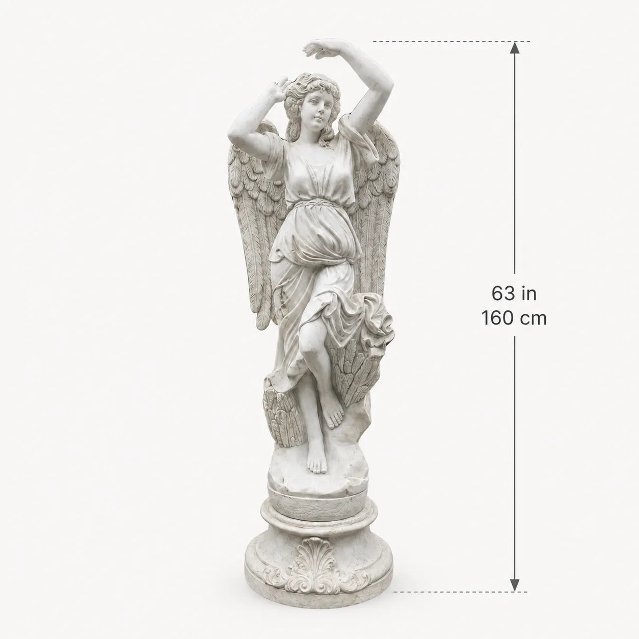 Hand-Carved White Marble Angel Garden Sculpture
