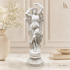Hand-Carved White Marble Angel Garden Sculpture
