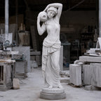 Hand-Carved White Marble Female Garden Sculpture