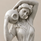 Hand-Carved White Marble Female Garden Sculpture