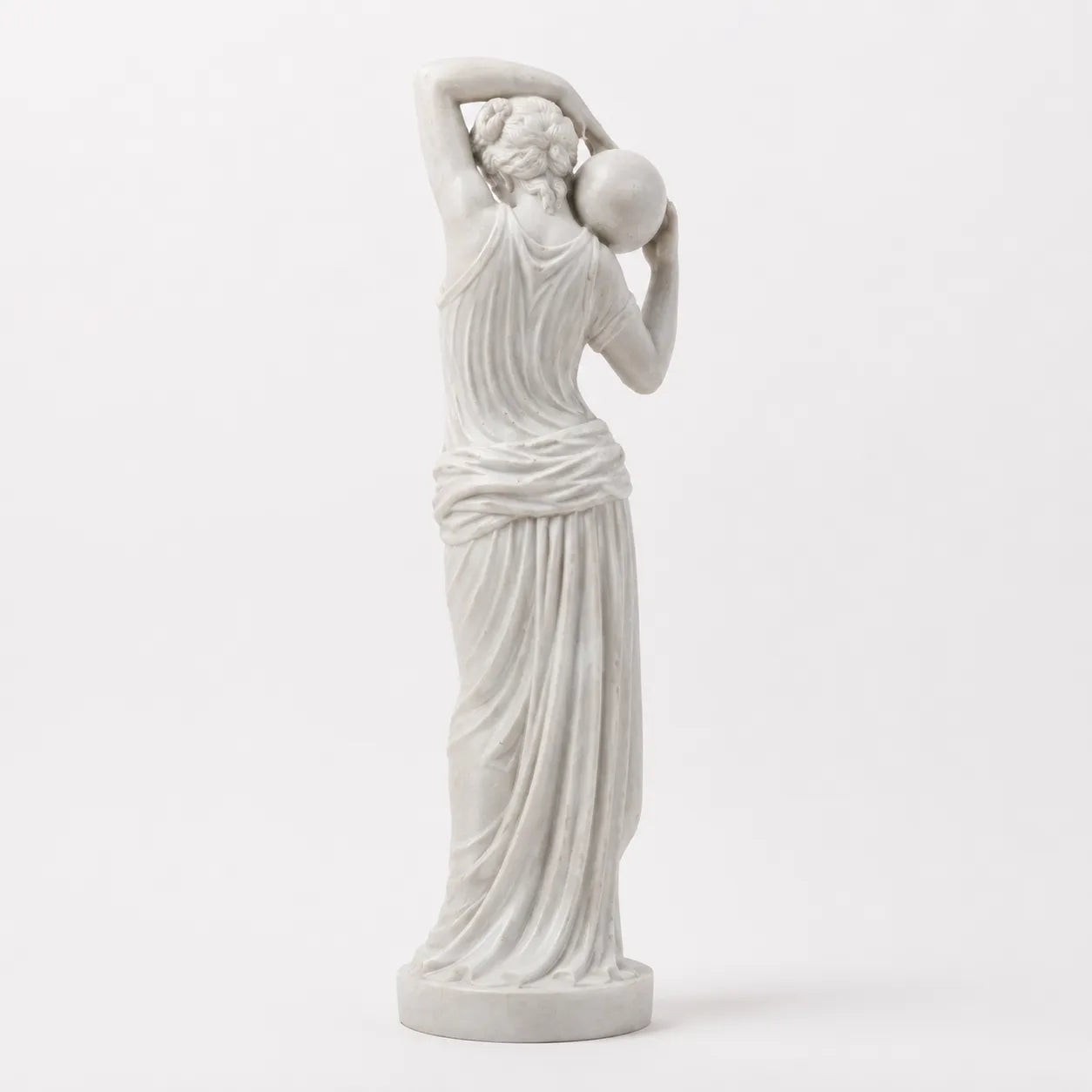 Hand-Carved White Marble Female Garden Sculpture