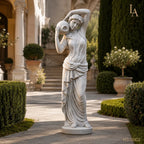 Hand-Carved White Marble Female Garden Sculpture