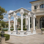 Hand-Carved White Marble Corinthian Gazebo