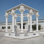 Hand-Carved White Marble Corinthian Gazebo