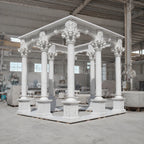 Hand-Carved White Marble Corinthian Gazebo